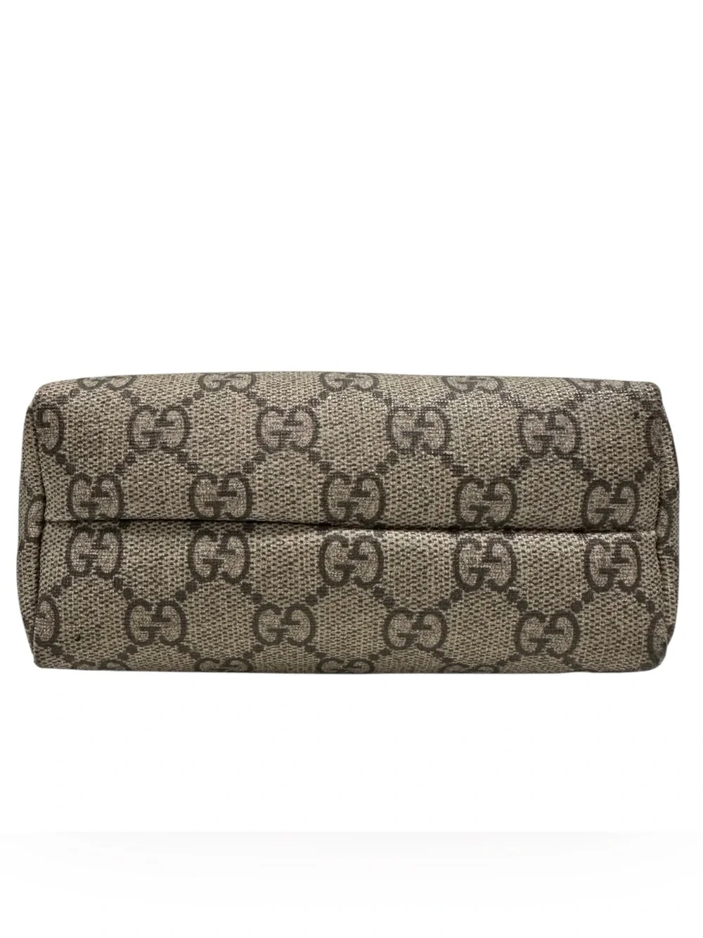 Gucci Tan GG Supreme Web Canvas with Roses Heart Tattoo Zippered Pouch